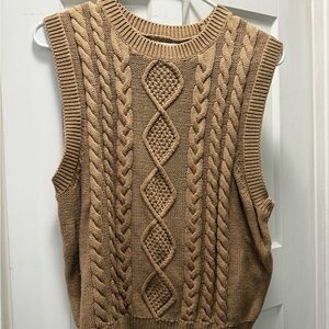 J. Crew Tan Cable Knit Crew Neck Sweater